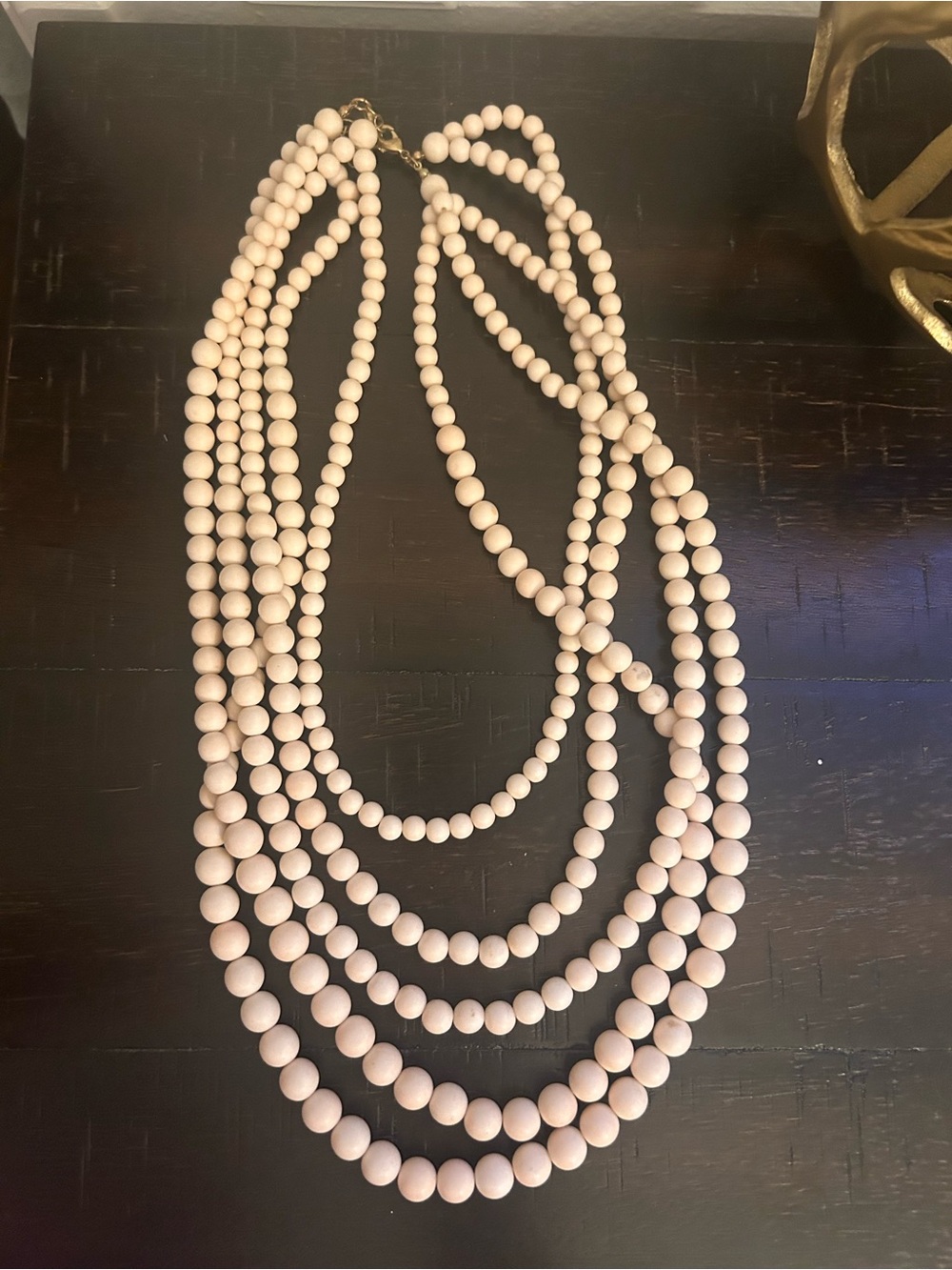 Multi-Strand Cream Beaded Statement Necklace